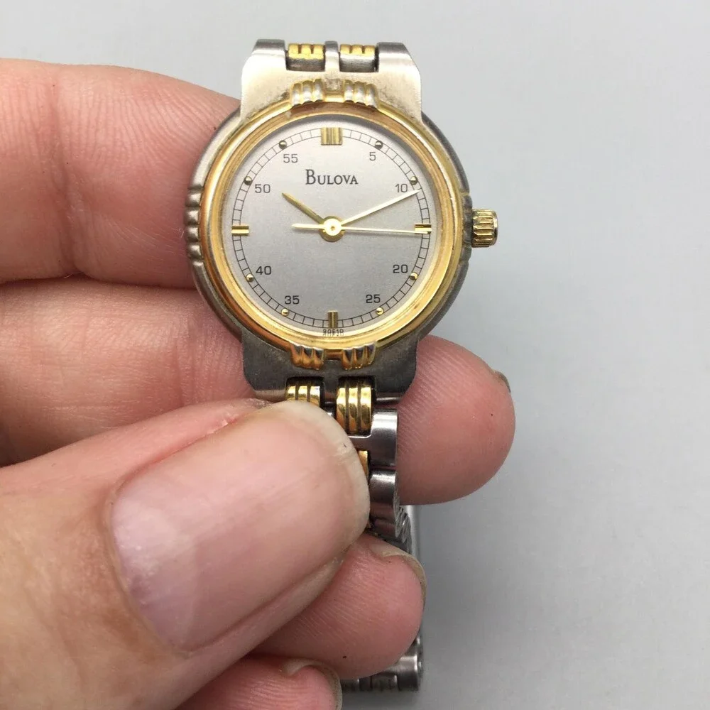Bulova Womens Watch 22mm Silver Two Tone Stainless Bracelet New Battery 6.25